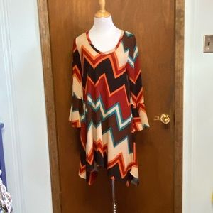Boutique dress earthy tones chevron pattern